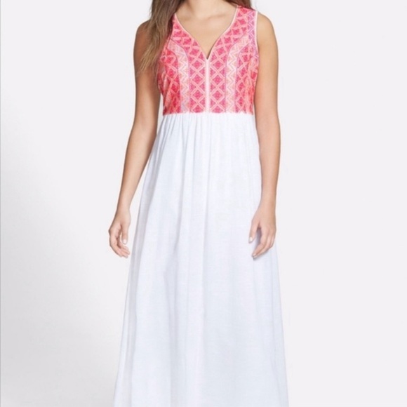 Vineyard Vines Embroidered Bodice Maxi dress Sz 10 - Picture 1 of 3